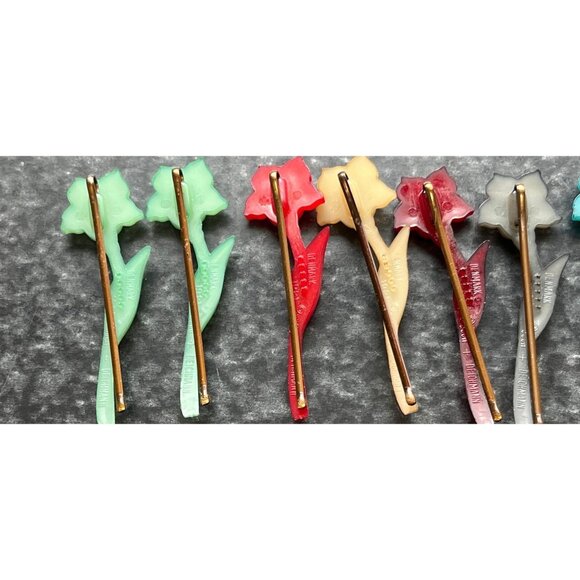 Vintage 1974 Lot Of 12 Lotus Flower Brooch/Bobbie Pin Buch + Deichmann Denmark - Picture 3 of 10